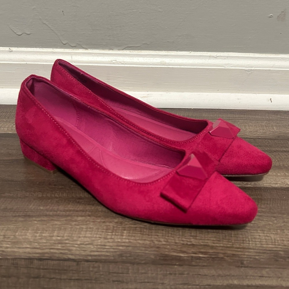CL Laundry Pointed Toe Dress Shoes Women 7 Fuchsia Pink Bow Barbiecore Feminine